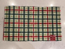 Holiday Christmas Plaid Scatter Rug 100% Cotton 21 in X 34 in Red & Green NWT