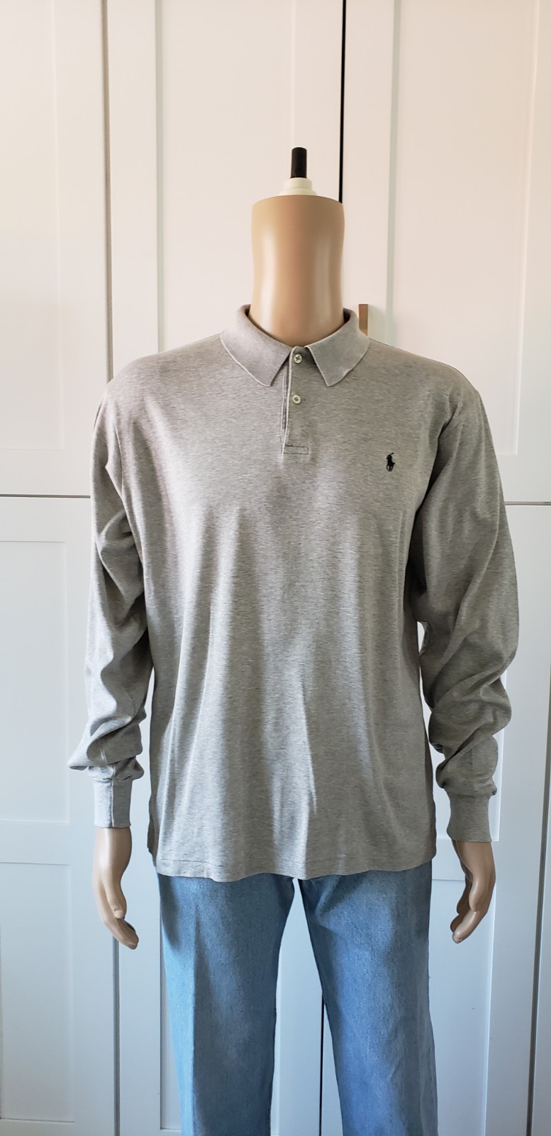 Ralph Lauren camicia uomo M grigia lunga pony golf polo classica papà top made in USA