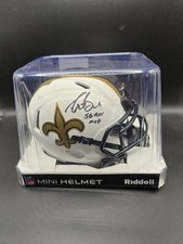 Saints Drew Brees Autographed  Lunar Eclipse Mini Helmet🔥 SB XLIV MVP Inscribed
