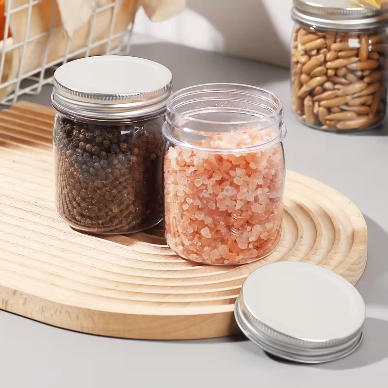  8oz Clear Plastic Mason Jars with Flip Top Lids - Reusable, BPA-Free, Mul - Image 2 of 4