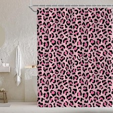 Leopard Print Shower Curtain, Trendy Cheetah Animal Skin Texture Design, Pink