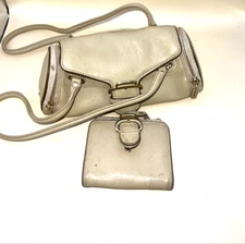 Cole Haan Alexa H04 Village White Cream Leather Purse Bag & Matching Wallet Set