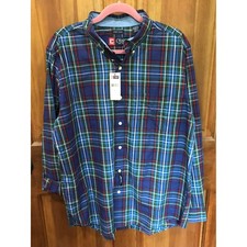 Chaps Mens Easy Care Blue Green Red Plaid Long Sleeve Button Down Shirt NEW L