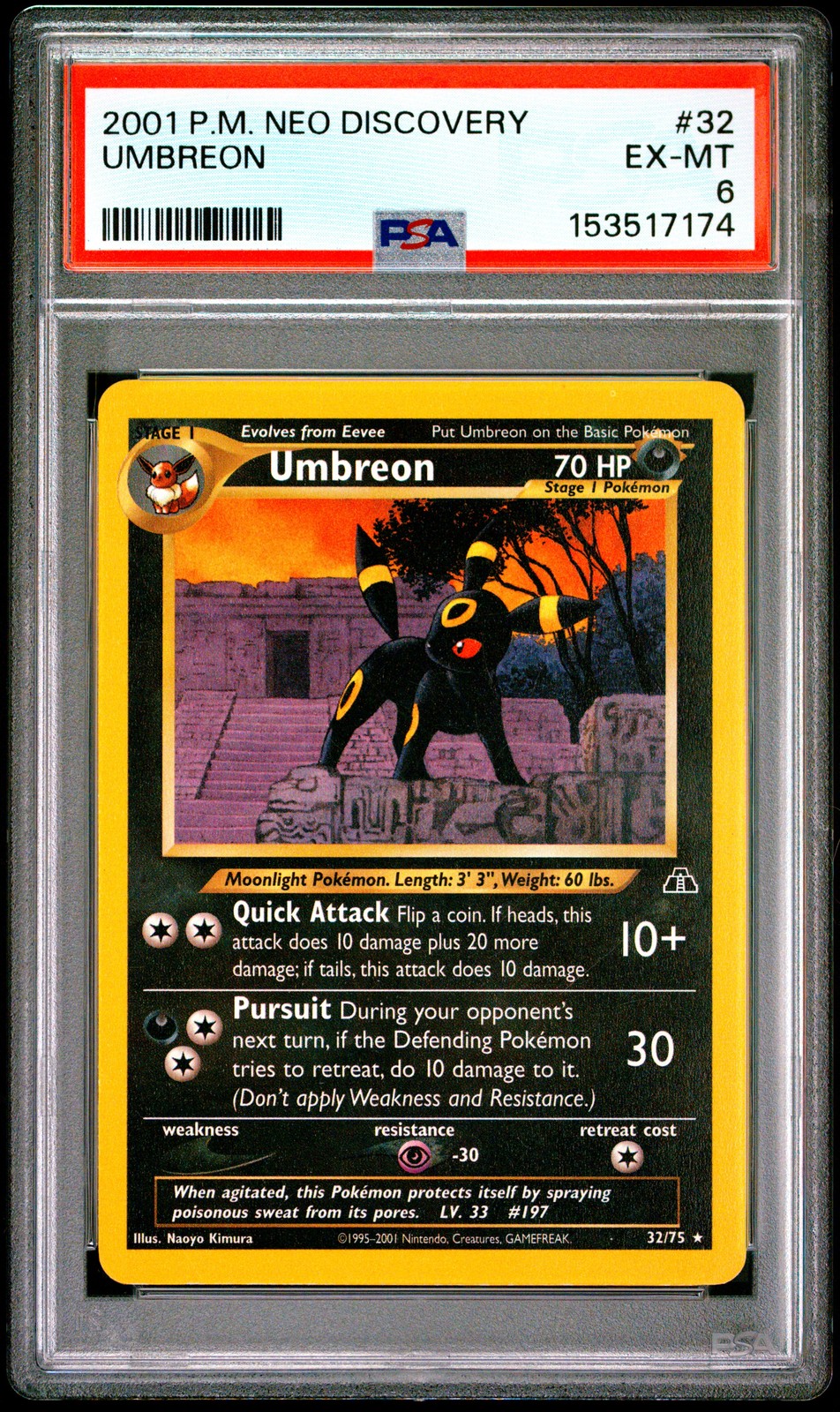 2001 POKEMON NEO DISCOVERY #32 UMBREON PSA 6