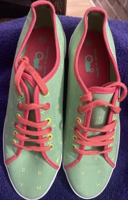 Moods of Norway Green Women s Low Top Sneakers Lace-Up  Happy  US Sz 8.5 New
