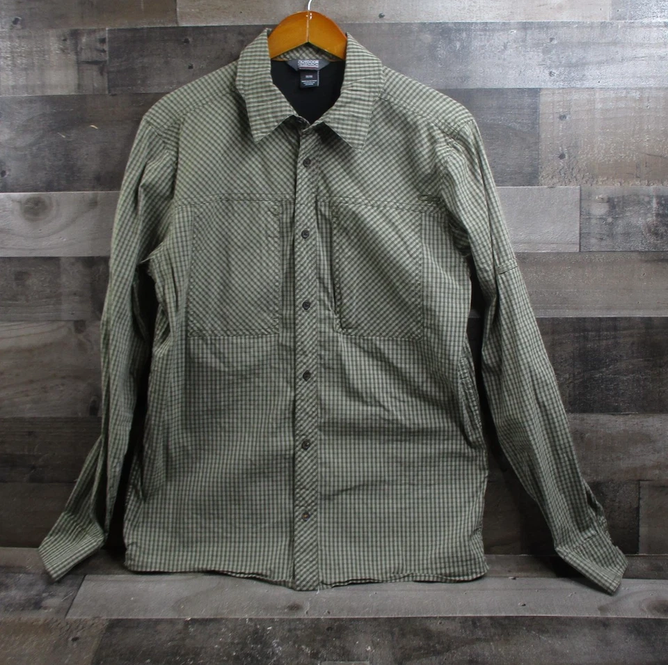 Camisa de investigación al aire libre para hombre mediana verde a cuadros Baja Sun L/S ventilada senderismo 269222 Foto 2 de 4
