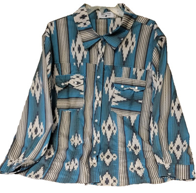 Crazy Train Western Aztec Southwestern Pearl Snap Long Sleeve Shirt Women's 2XL