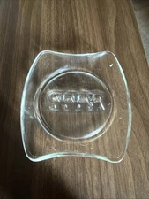 Ashtray Vintage 60's Clear Glass Ashtray 5 x 5 w/3 Cigarette Rests.