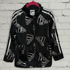 Adidas Kids Size Size 4 Track Suit Zip Front Jacket Black  Silver Polyester