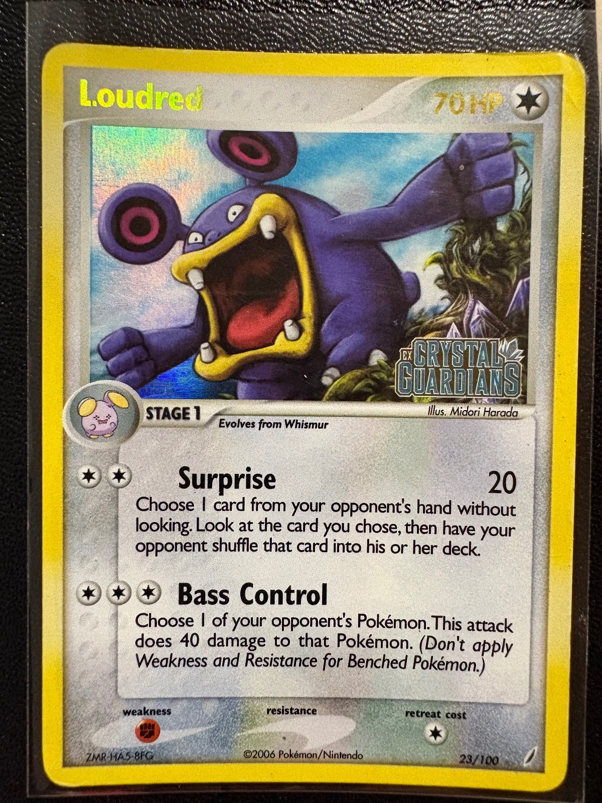 Loudred 23/100 Rare Crystal Guardians Pokemon Reverse Holo Moderately Played