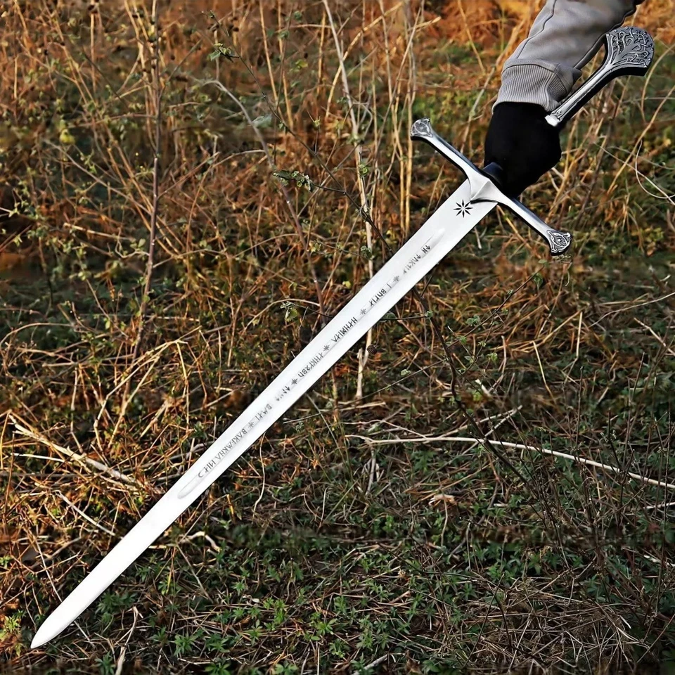 Espada vikinga de acero Damasco forjada a mano afilada lista para batalla espada medieval regalo Foto 4 de 4