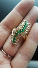 Pear Cut Simulated Green Emerald Women's Anniversary Ring 14K Yellow Gold Plated
