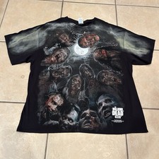 2015 AMC The Walking Dead Camisa Negra Estampada AOP TV Show Promo 3XL
