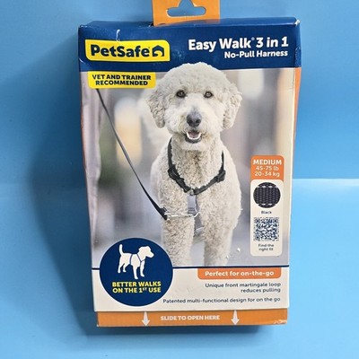 NEW PetSafe Easy Walk 3 in 1 No-Pull Reflective Dog Harness - Medium, Black