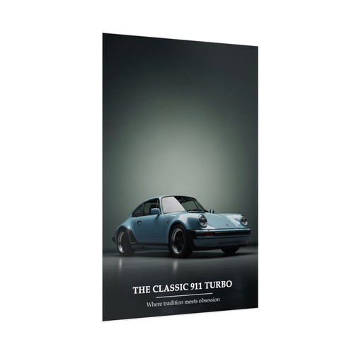 Poster classico Porsche 911 Turbo - stampa artistica da parete auto sportiva blu retrò vintage - Foto 13 di 26