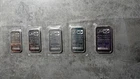 5-Johnson Matthey Silver Bars Consecutive Numbers B833773-B833777-Stock Photo