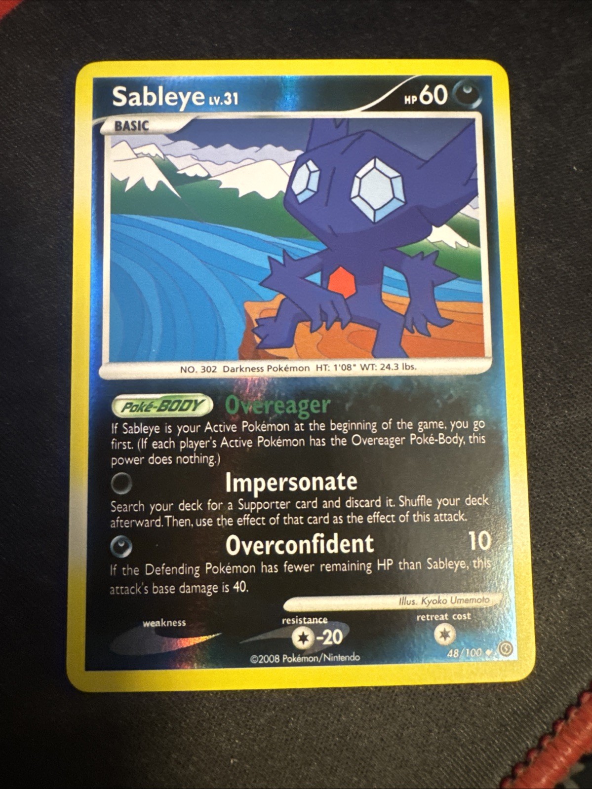 Sableye 48/100 Reverse HOLO Pokemon Stormfront Uncommon 2008 LP