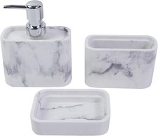 Marble Pattern Bathroom Accessories Set, Toothbrush Holdr Set, 3 Pieces Resin