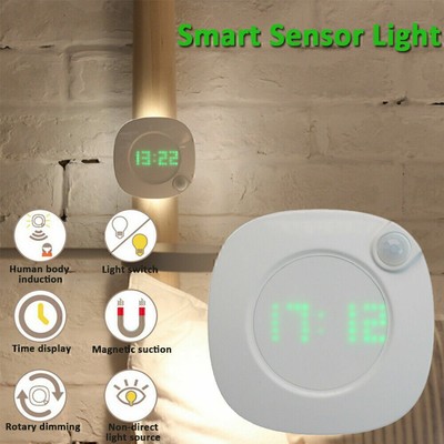 LED Digital Alarm Wanduhr mit PIR Bewegungssensor Nachtlicht Batteriebetrieben !