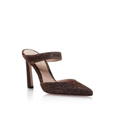 Stuart Weitzman Bronze Brown Eventally Mules Pointed Heels Shoes Sz 9, fits 8