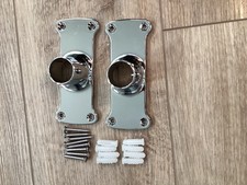 Jumbo Rectangular Shower Rod Flange Pair for up to 1" rod in Chrome