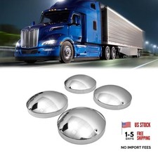 8 Inches Chrome Front Axle Cap Dome Style Truck Rear Hub Cap Wheel Covers Set