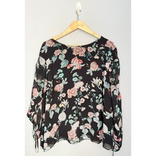 VINCE CAMUTO sz 2X black layered floral blouse EUC