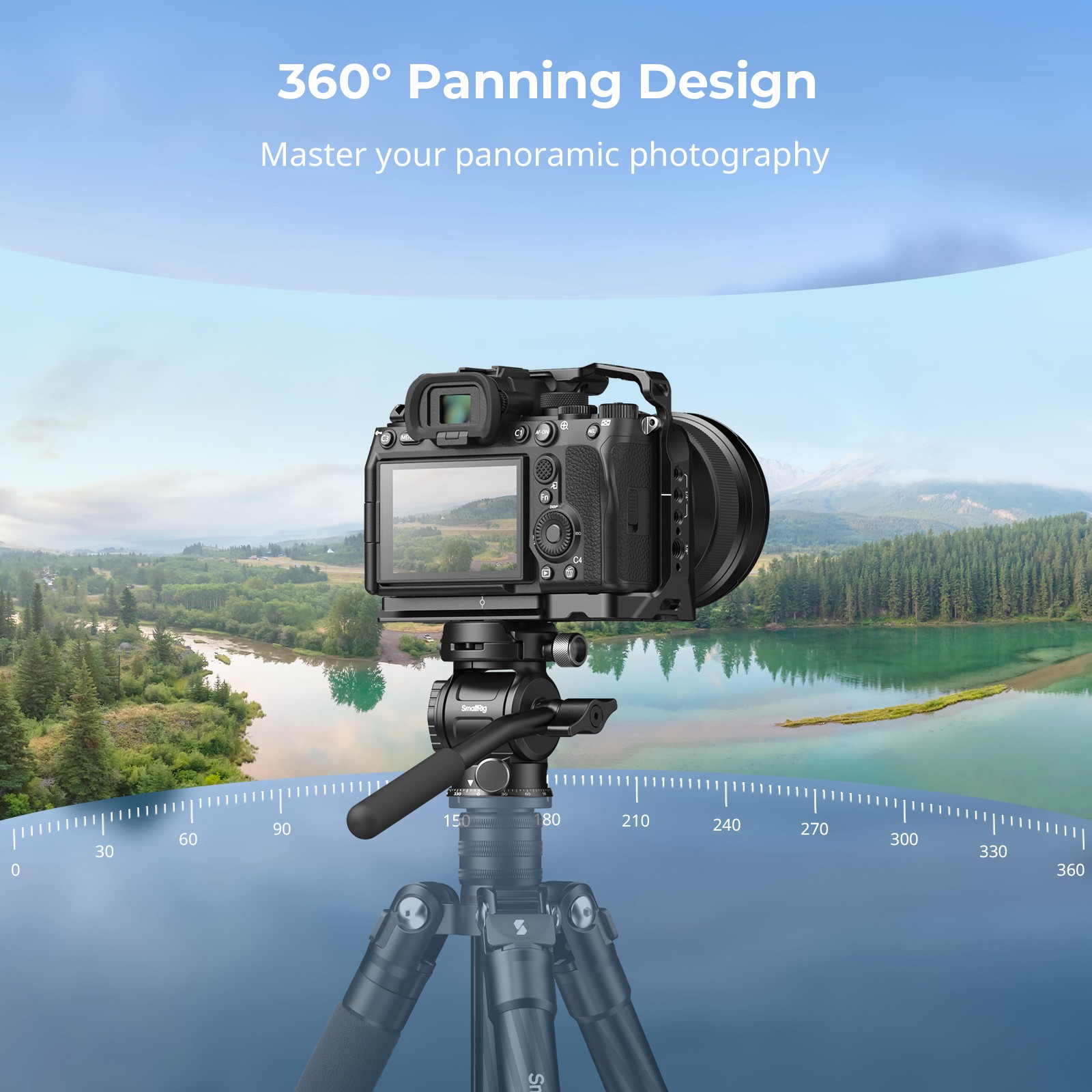 SmallRig Tripod Fluid Head Pan Tilt Head with Quick Release Plate for Arca Swiss