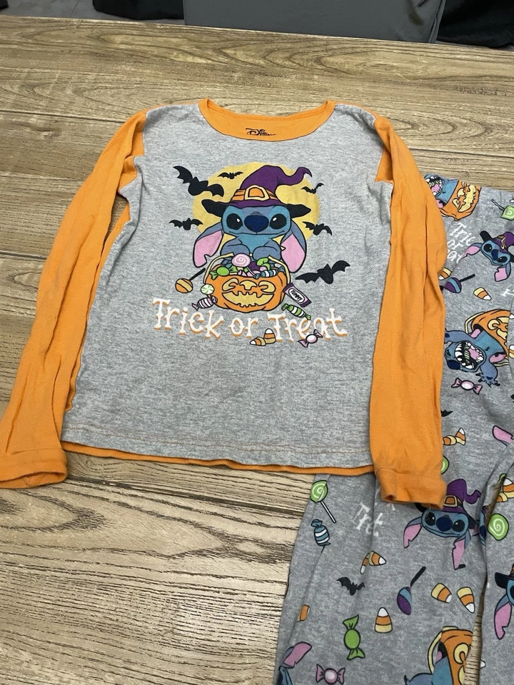 Brilla en la Oscuridad Puntada Halloween Truco o Trato Talla 10 Pijama Unisex Pjs Usado Foto 4 de 4