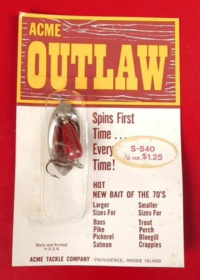 12 VINTAGE ACME OUTLAW SPINNER FISHING LURE S-540 RED CRACKLE 1/2 OZ NOS !!