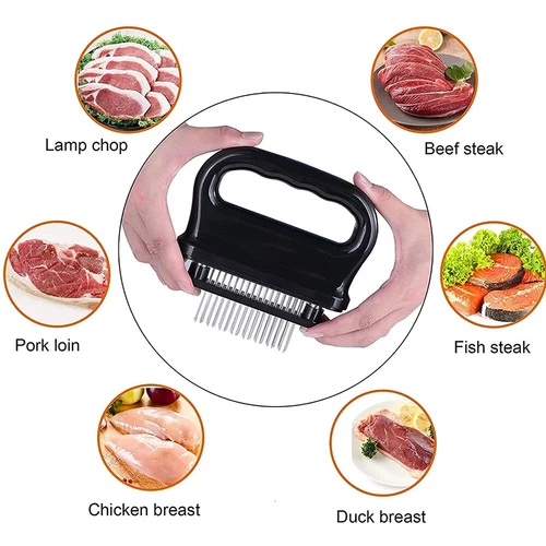 Neu Fleischklopfer mit 48 Edelstahl Ultra Scharfe Nadel Klingen BBQ Werkzeug - Bild 8 von 10