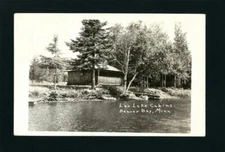 Beaver Bay Minnesota MN c1939 RPPC Old Lax Lake Log Sided Cabins on Shore, Dock