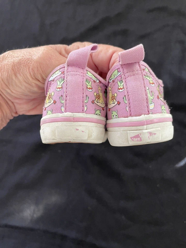 Vans Usado en Excelente Condición Lavanda Llama Zapatos Sin Cordones Niño Pequeño 8 1/2 Foto 3 de 4
