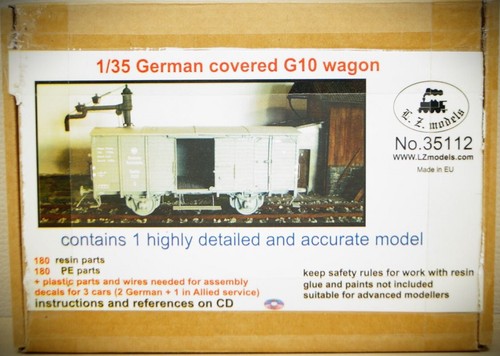 1:35 LZ Models 35112 Bausatz Gedeckter Güterwagen G10 180 Teile Resin NEU in OVP | Zustand: Gebraucht