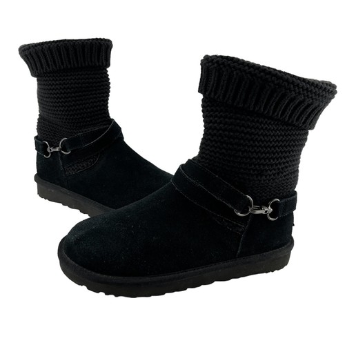 UGG Boots Womens 8 Purl Strap Classic Black Suede Sheepskin 1098080 Buckle  | eBay