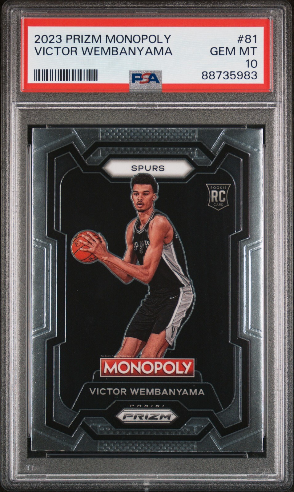 2023-24 PRIZM MONOPOLY VICTOR WEMBANYAMA ROOKIE #81 PSA 10 SAN ANTONIO SPURS