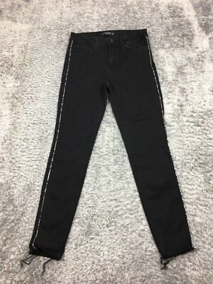 Just Black Jeans Womens Size 27 Denim USA Stretch Raw Hem Cuffed