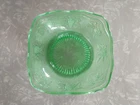 Antique Green Glass Bowl  GRAPE AND LEAF SERVING  BOWL 6"x6"