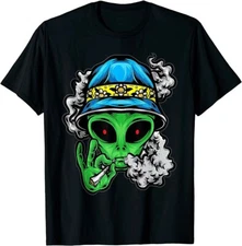 NEW LIMITED Smoking Alien - Just Chilling Stoner T-Shirt - MADE IN USA