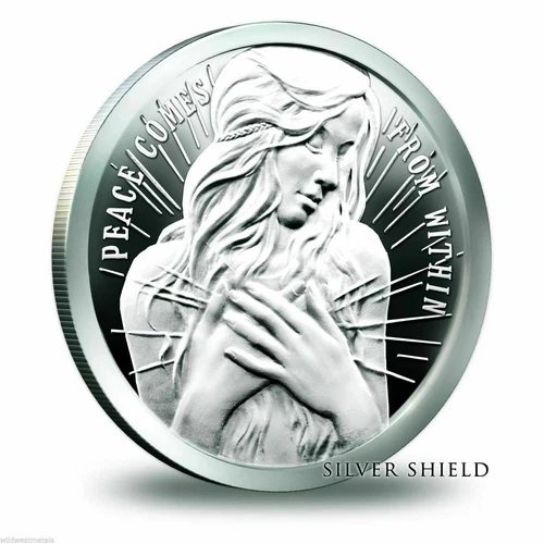 2015 1 OZ Peace Within Proof Silver Shield - .999 Pure- Heidi Wastweet Sculpt