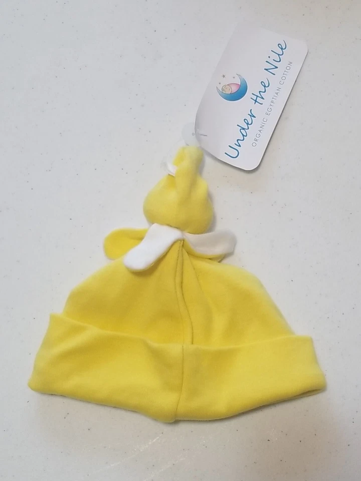 Under the Nile Organic Cotton Baby Hat Cap Yellow Knit Fabric Size 3-6 Months - Image 2 of 4