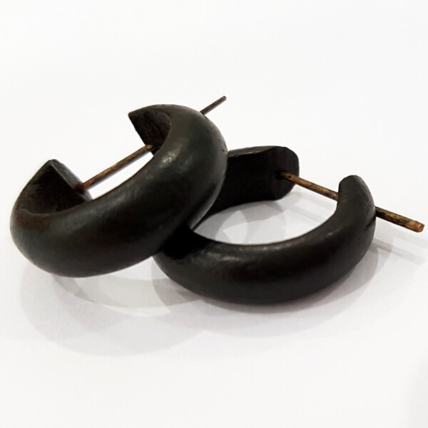 Orecchini Di Legno 8mm - Set Da 3 Paia Stile Hip Hop In Acciaio Inossidabile - Nero, Giallo E Marrone Per Uomo E Donna