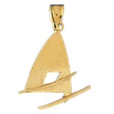 New 14k Yellow Gold Wind Surfing Charm Pendant