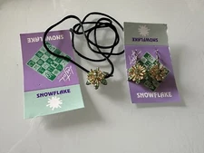 Liztech Green Snowflake Earrings And Necklace , Product Card. Artisan Retired