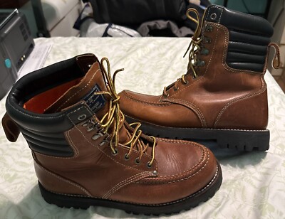 Vtg 90s Ralph Lauren Polo Sport Moc Toe Brown Leather Boots Sz 9D EUC Rare