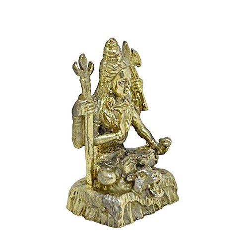Lord Shiva Hindu Trimurti Zerstörer Gott Amulett Mini Messing Statue Idol #2 - Bild 6 von 6