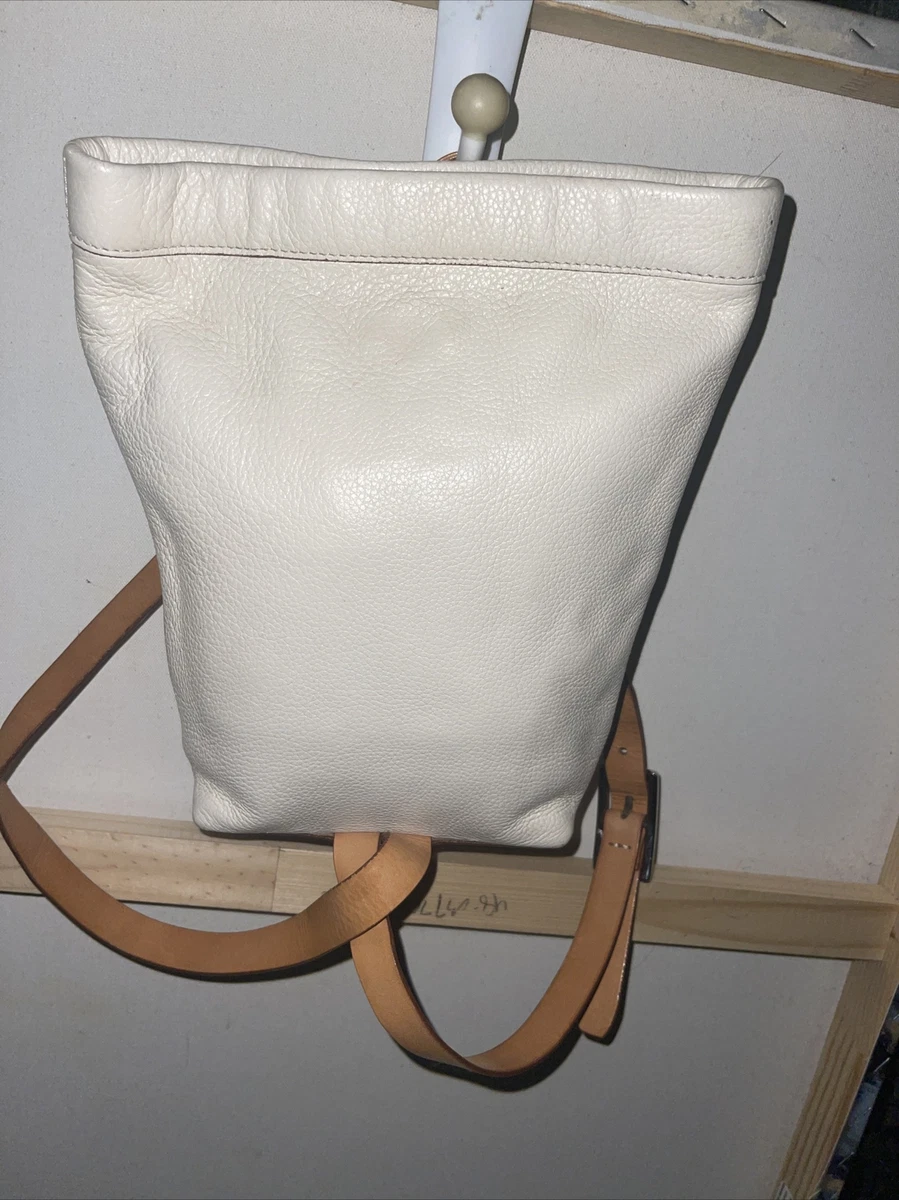 Celine Vertical Hippo Ivory Leather W Brown Leather