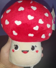 Way To Celebrate Red  Mushroom Plush Toy With Hearts 7” With Tags