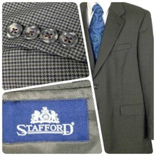 Stafford Men's Multi-Colored Houndstooth Blazer Sport Coat 46R 100 Wool 0018