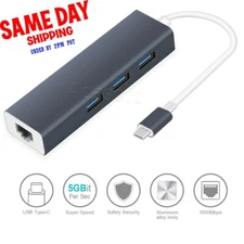 Type C USB-C 3.1 to USB 3.0 HUB 3 Port Gigabit Lan RJ45 Network Ethernet Adapter